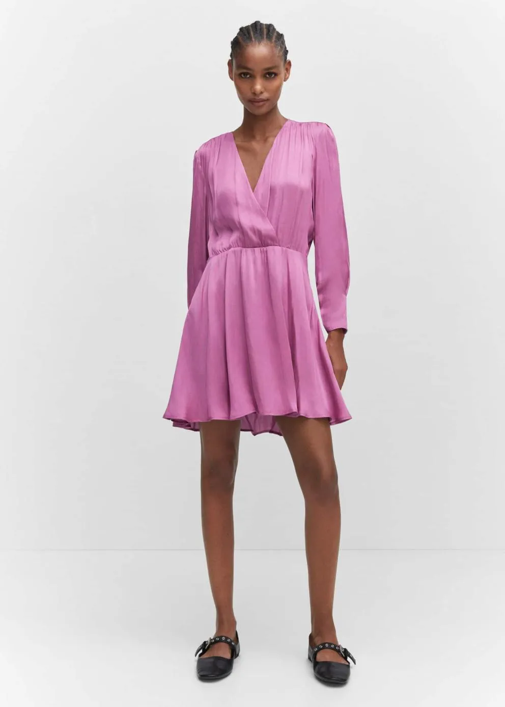 Robes Et Combinaisons | Femme MANGO Robe Cache-cœur Satinée Rose