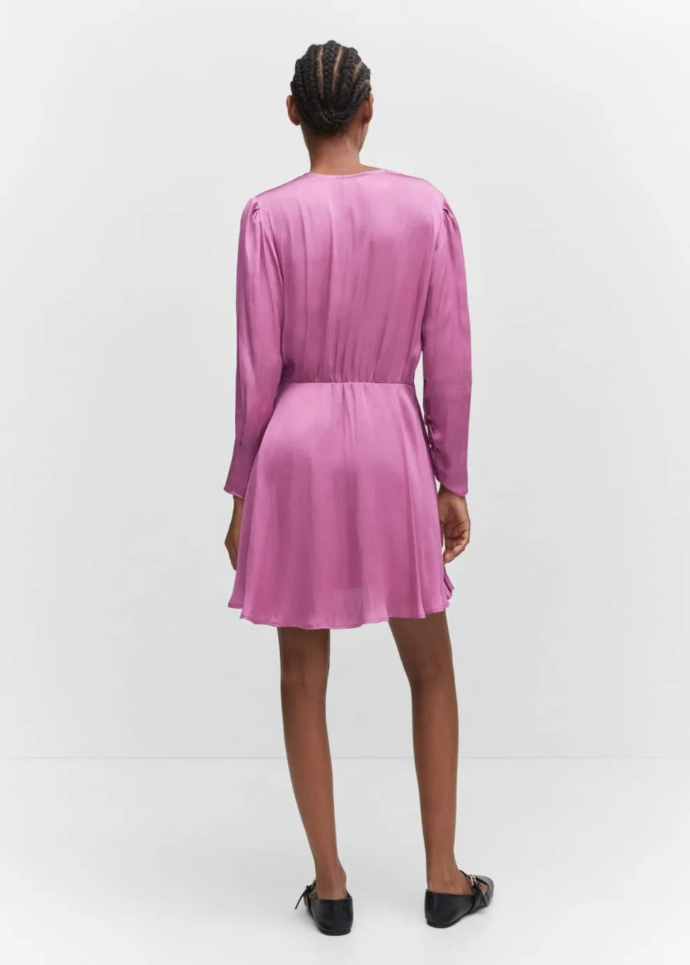 Robes Et Combinaisons | Femme MANGO Robe Cache-cœur Satinée Rose