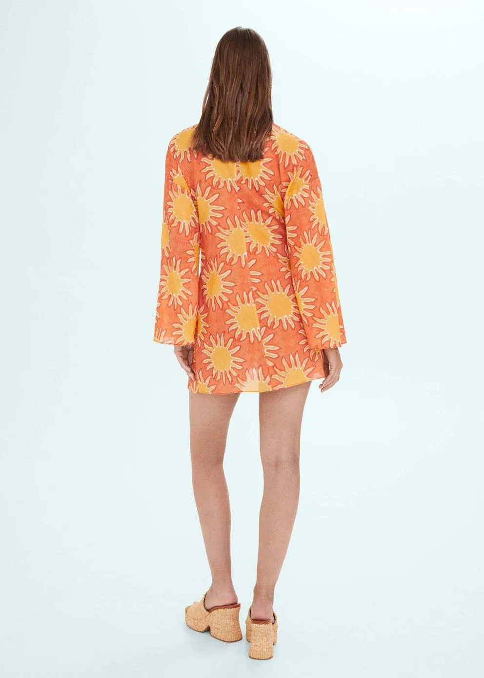 Robes Et Combinaisons | Femme MANGO Robe Imprimée Détail Nœud Orange