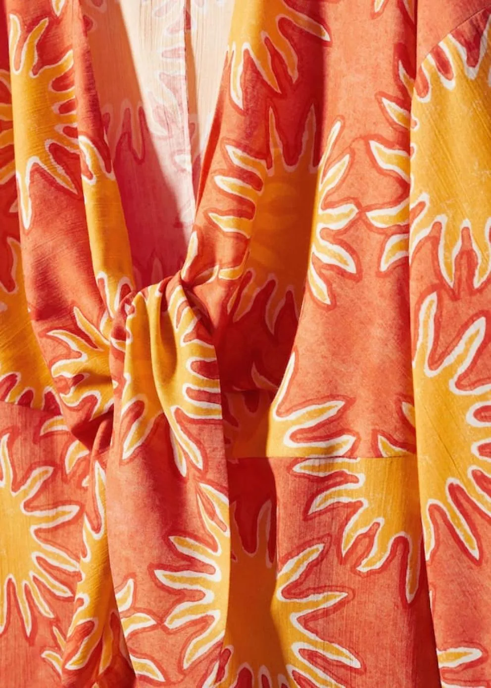 Robes Et Combinaisons | Femme MANGO Robe Imprimée Détail Nœud Orange