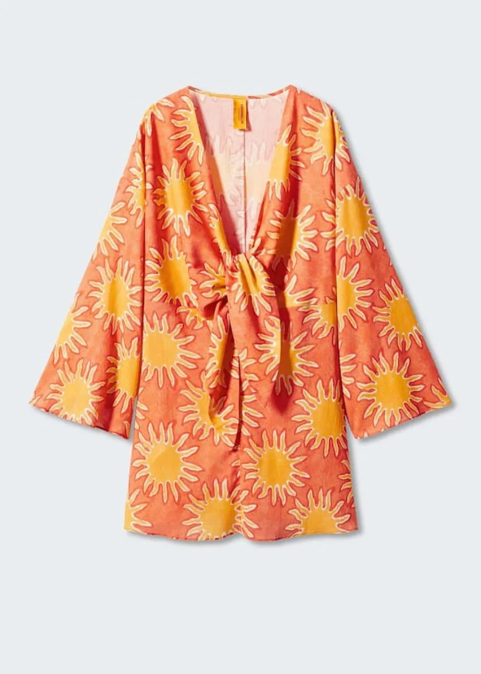 Robes Et Combinaisons | Femme MANGO Robe Imprimée Détail Nœud Orange