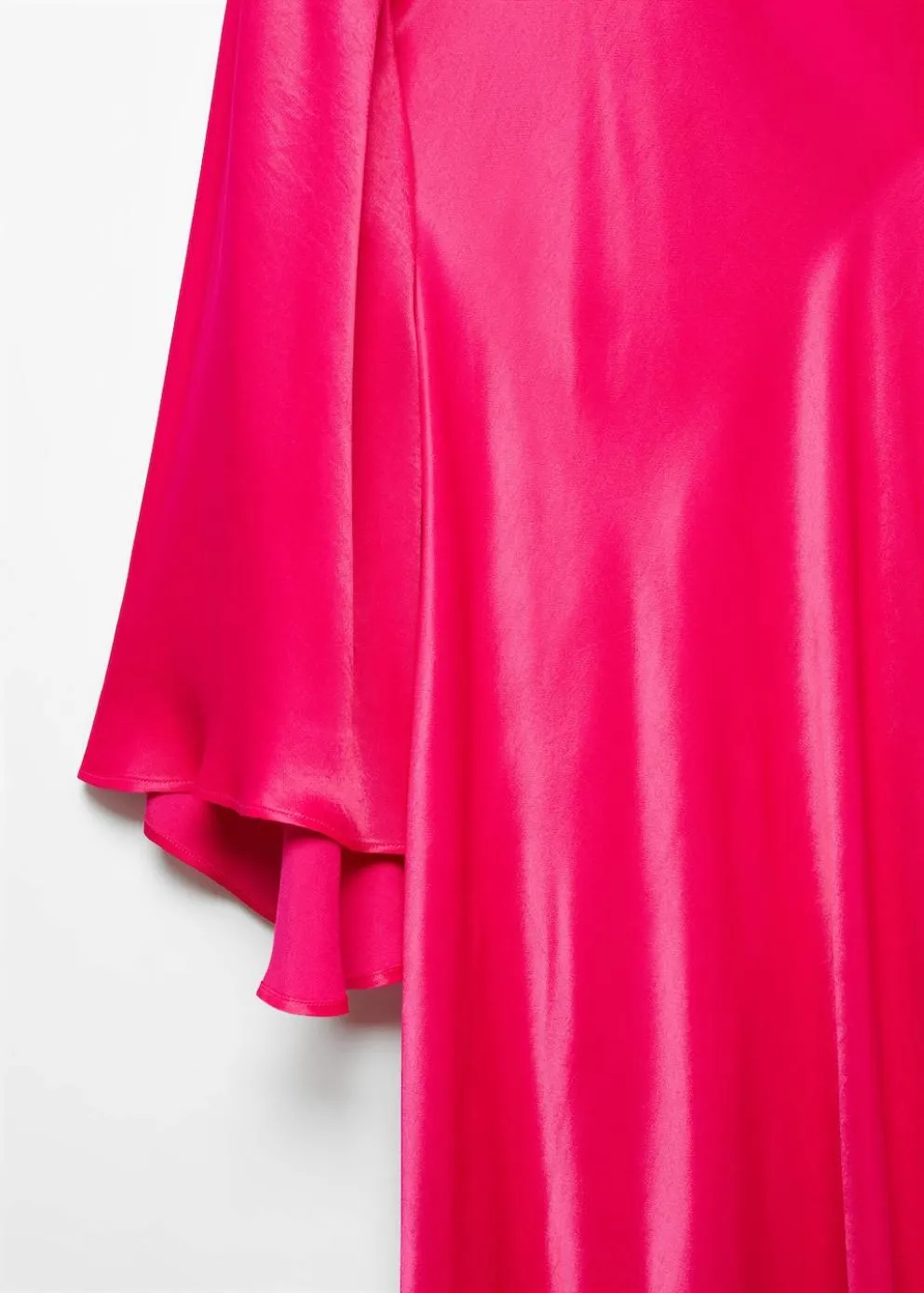 Robes Et Combinaisons | Femme MANGO Robe Satinée Manches Cloche Fuchsia