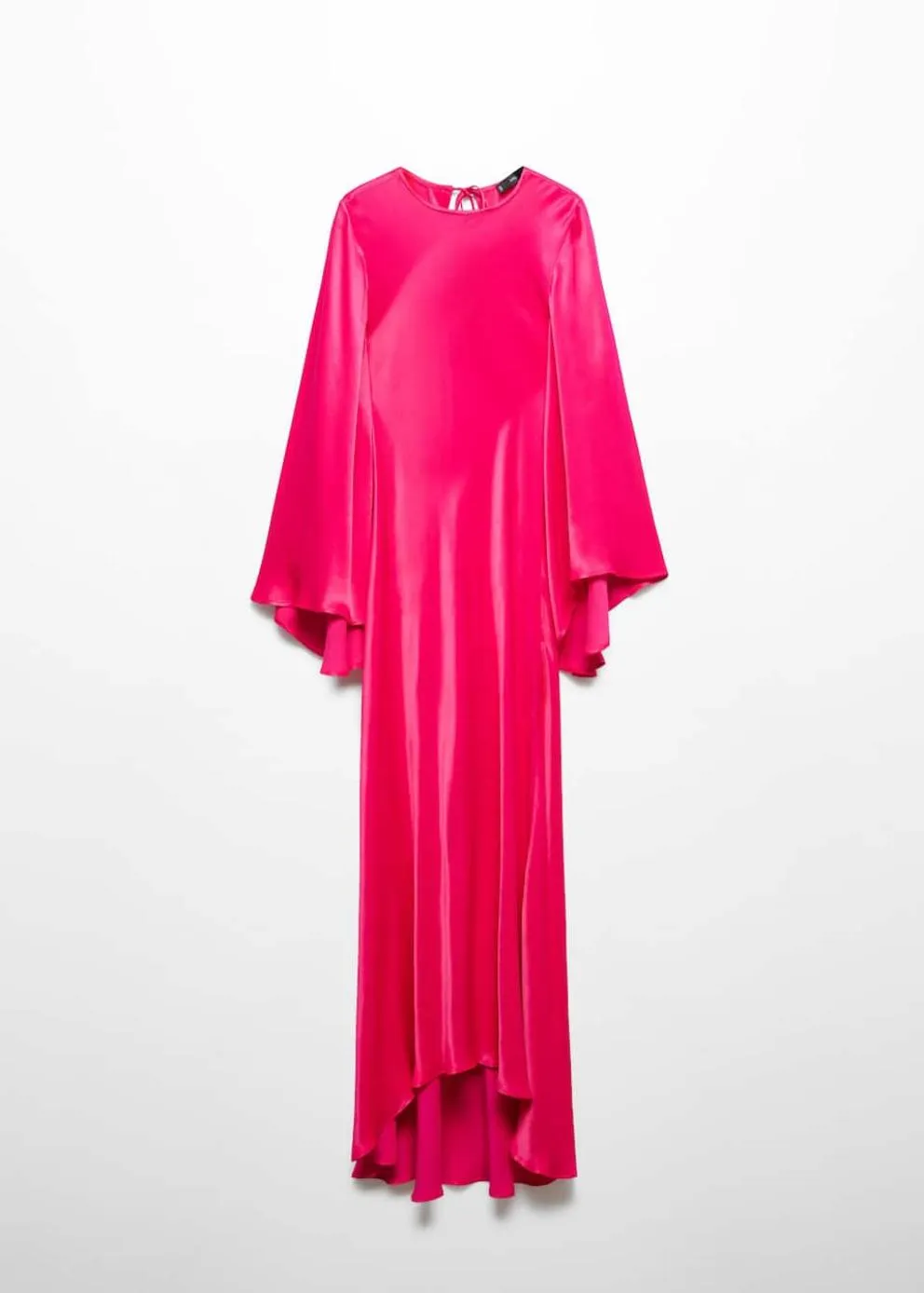 Robes Et Combinaisons | Femme MANGO Robe Satinée Manches Cloche Fuchsia