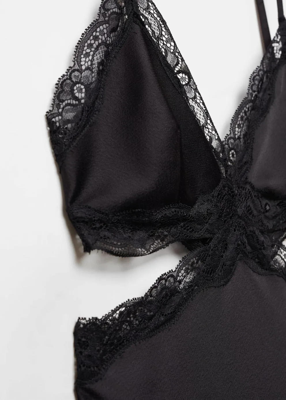 Robes Et Combinaisons | Femme MANGO Robe Style Lingerie Ouvertures Noir