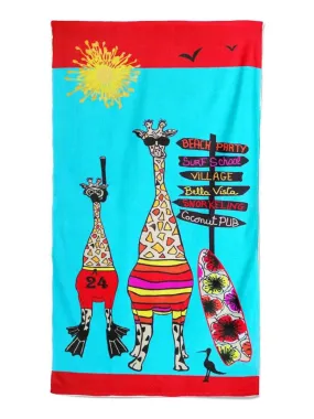 Serviette de plage microfibre Girafe 70x140 250 g/m² - Multicolore