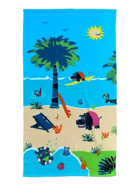 Serviette de plage microfibre Hippo 70x140 250 g/m² - Multicolore