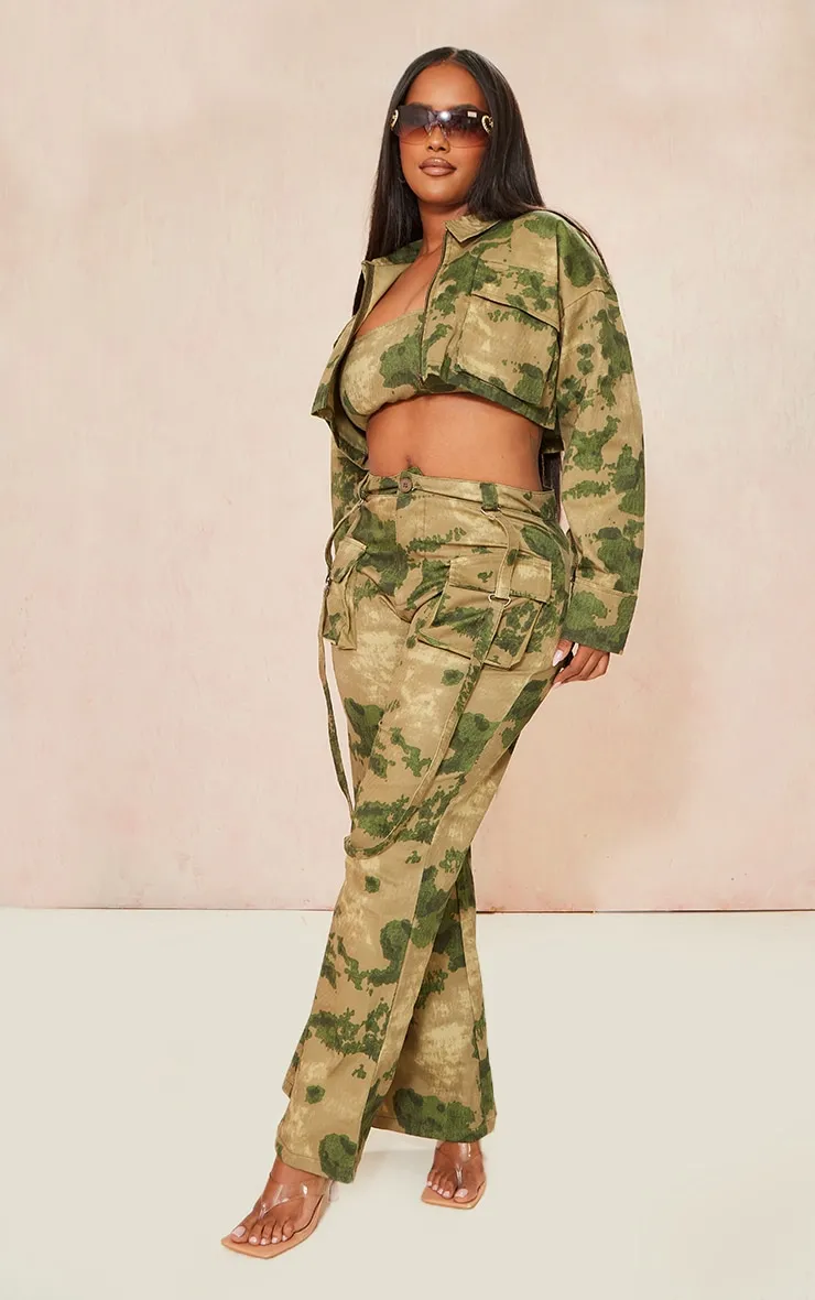 Shape Pantalon cargo vert imprimé camouflage taille haute