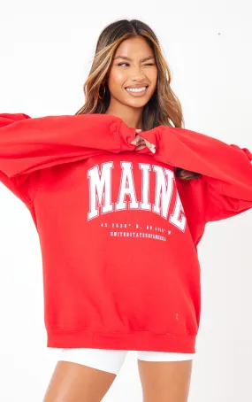 Sweat oversize rouge imprimé Maine