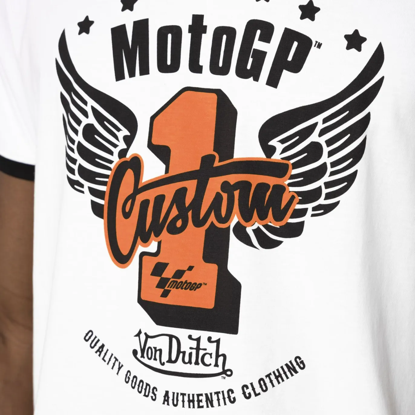 T-shirt blanc homme col rond coupe regular Moto GP x Von Dutch