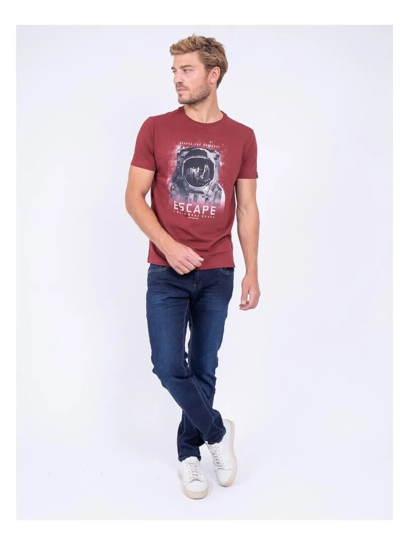 T-shirt col rond pur coton JOOSTER - Bordeaux