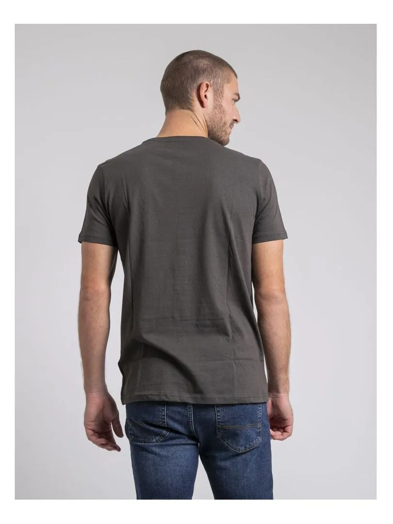 T-shirt col rond pur coton JUSIX - Gris