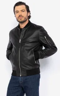 Teddy cuir Lc Bombers noir Schott - La Canadienne - Blousons Cuir Noir