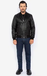 Teddy cuir Lc Bombers noir Schott - La Canadienne - Blousons Cuir Noir