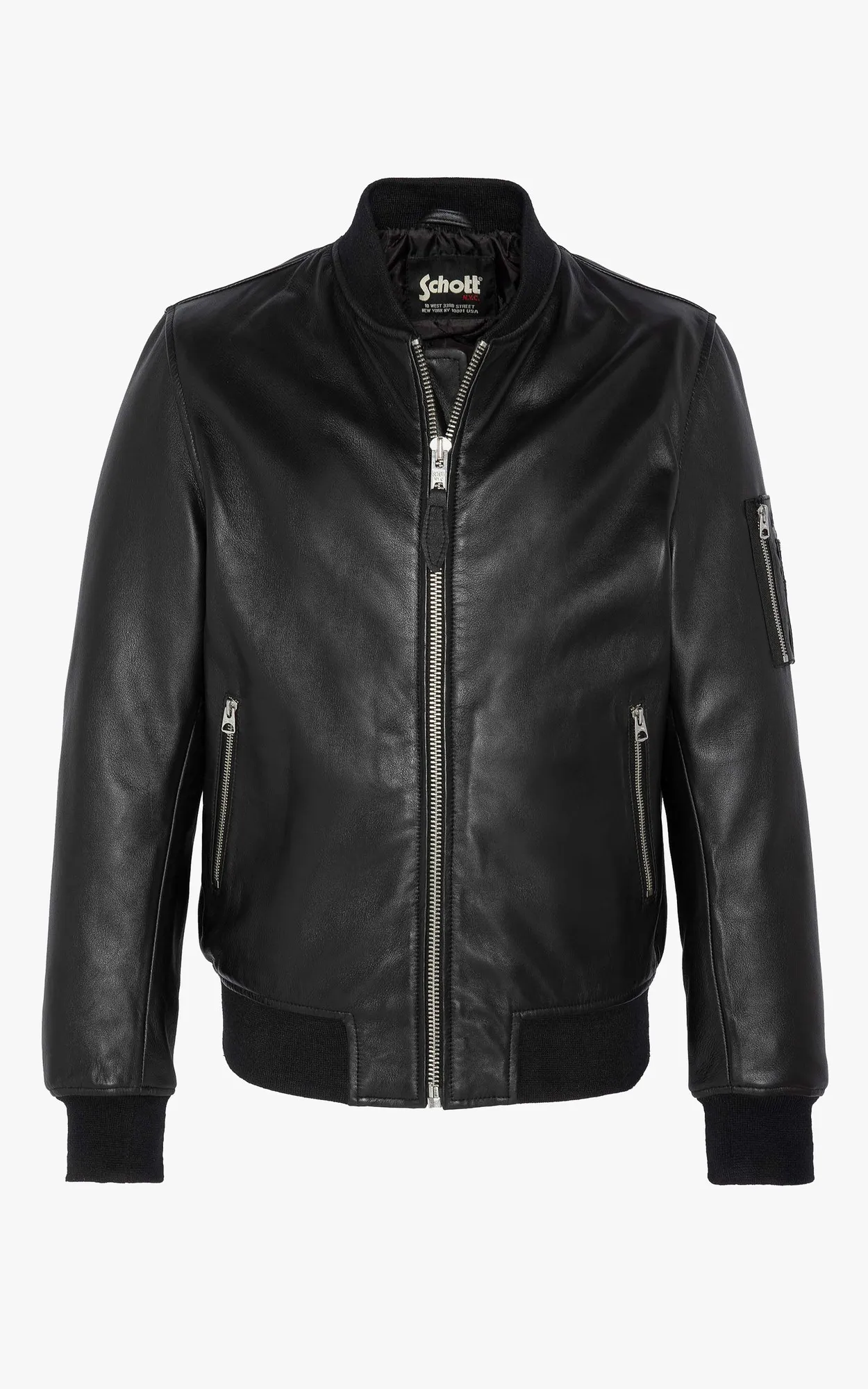 Teddy cuir Lc Bombers noir Schott - La Canadienne - Blousons Cuir Noir