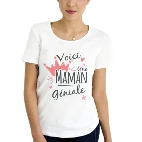 Tee-Shirt Maman Géniale Taille L Couleur Blanc