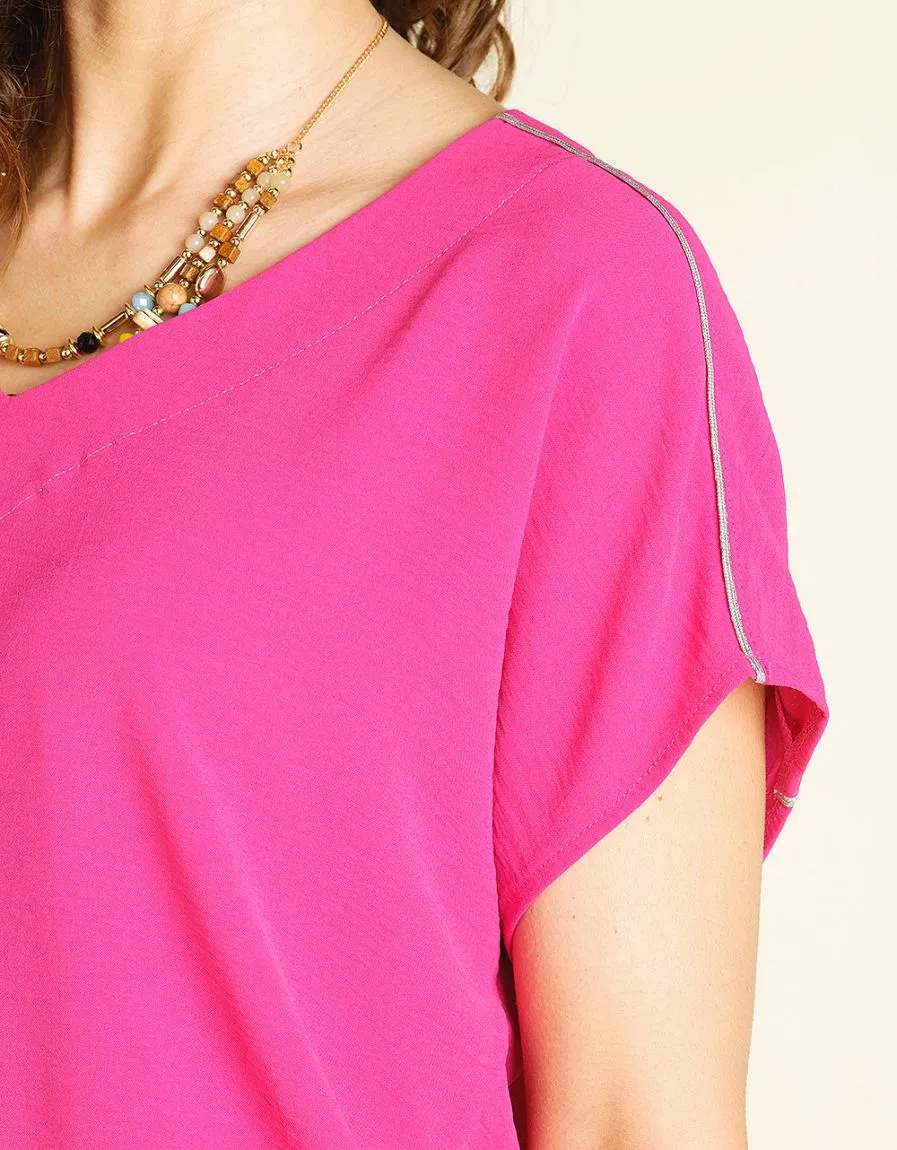Top rose fuchsia blousant - Blouses & Chemisiers