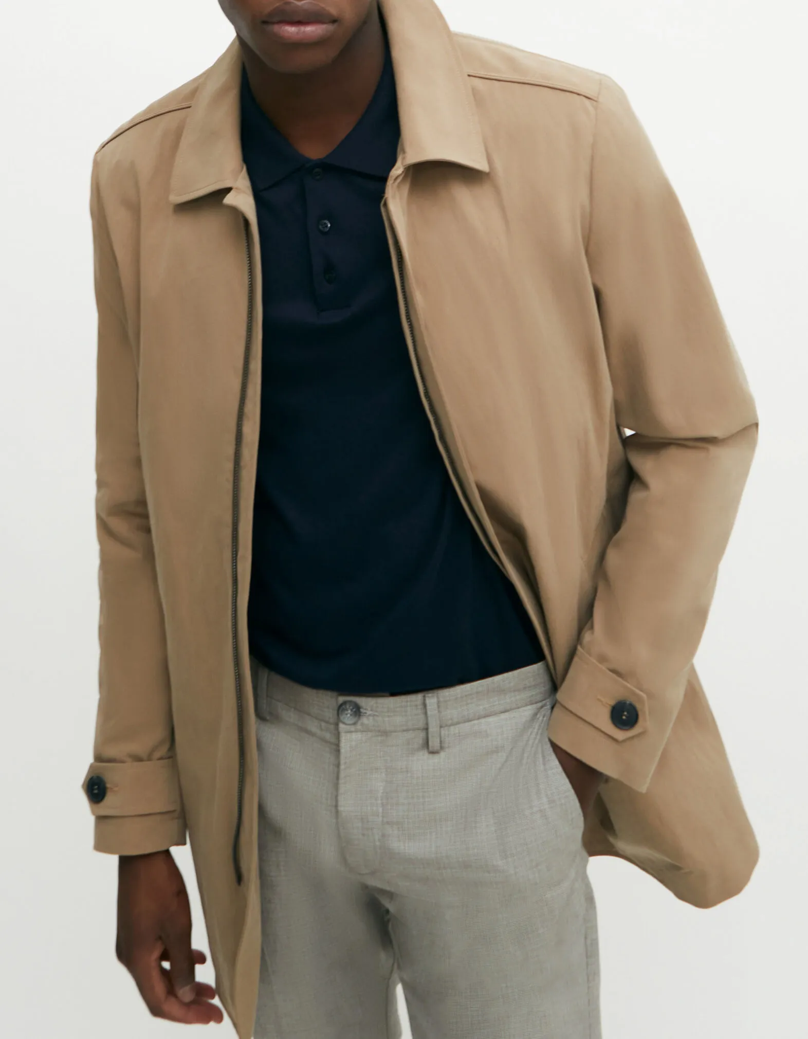 Trench beige à poches zippées Homme