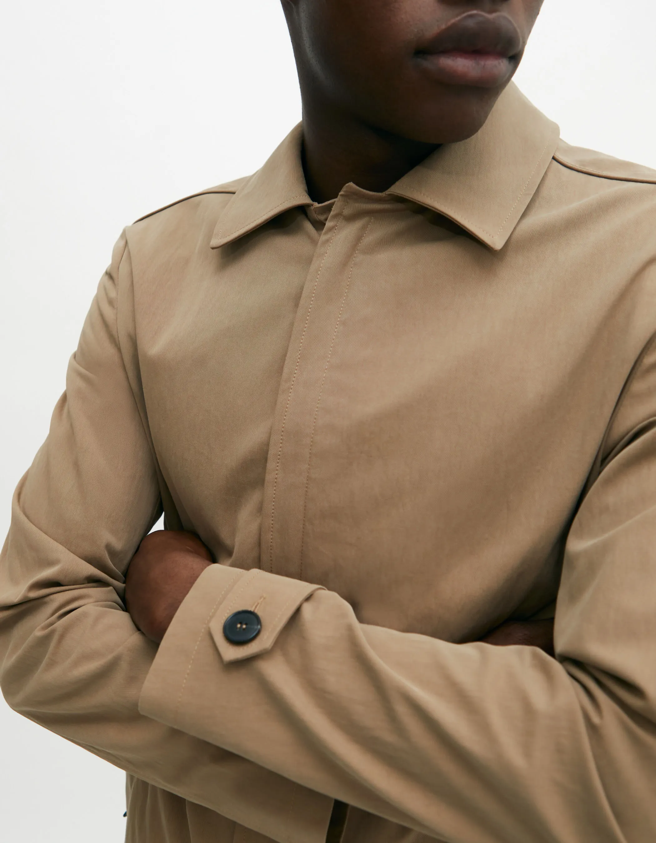 Trench beige à poches zippées Homme