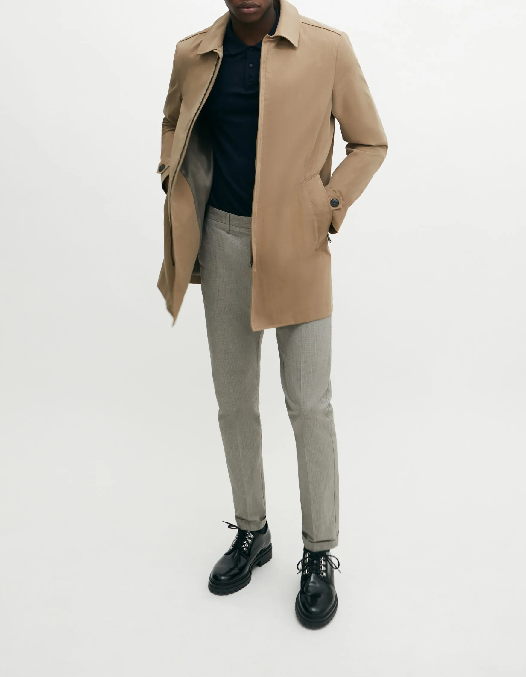 Trench beige à poches zippées Homme