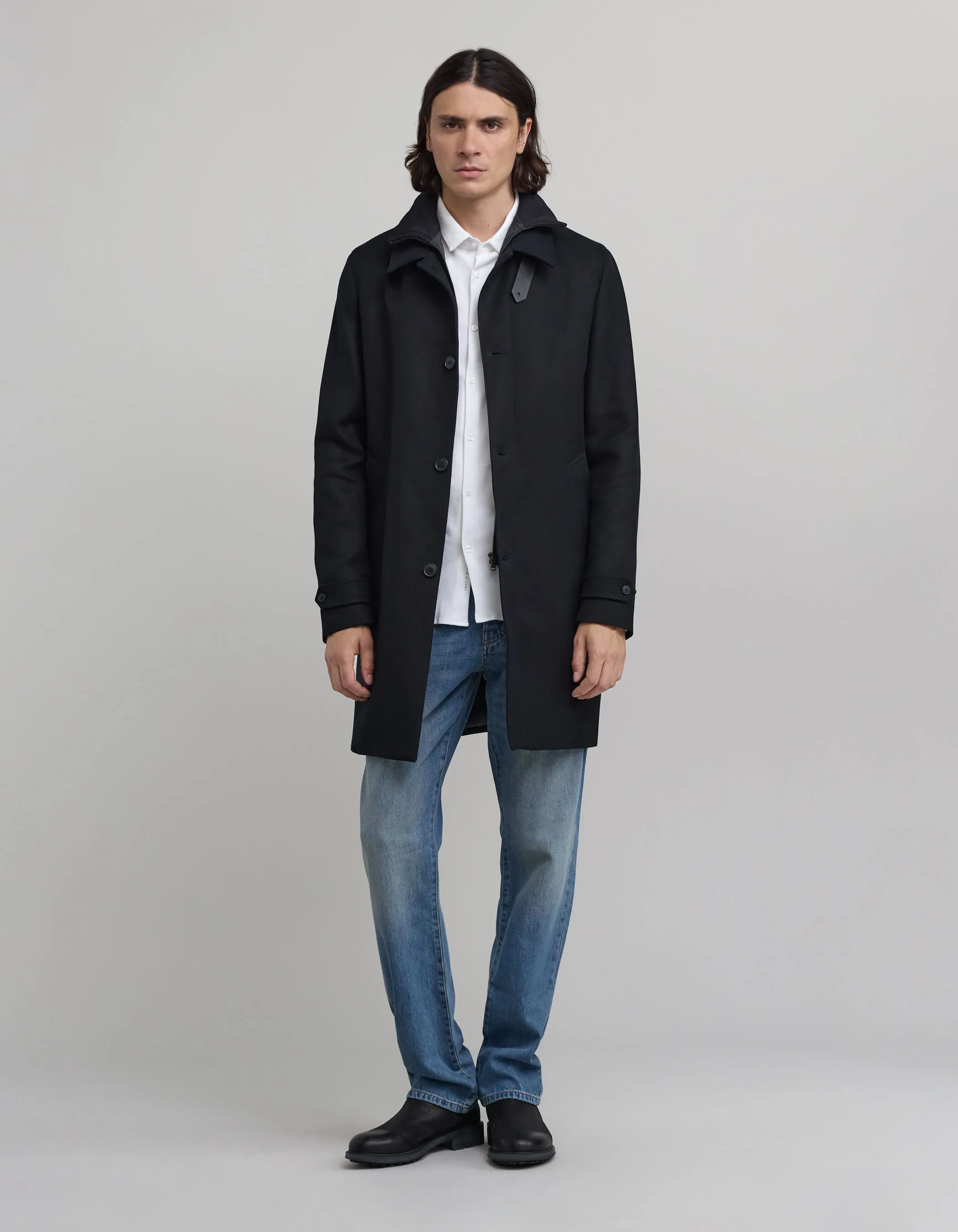 Trench noir avec parementure amovible Homme