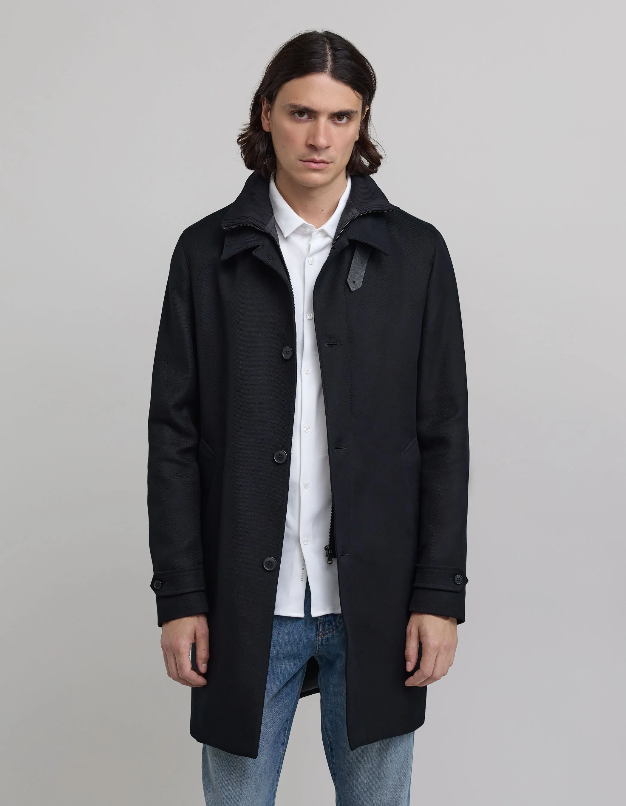 Trench noir avec parementure amovible Homme