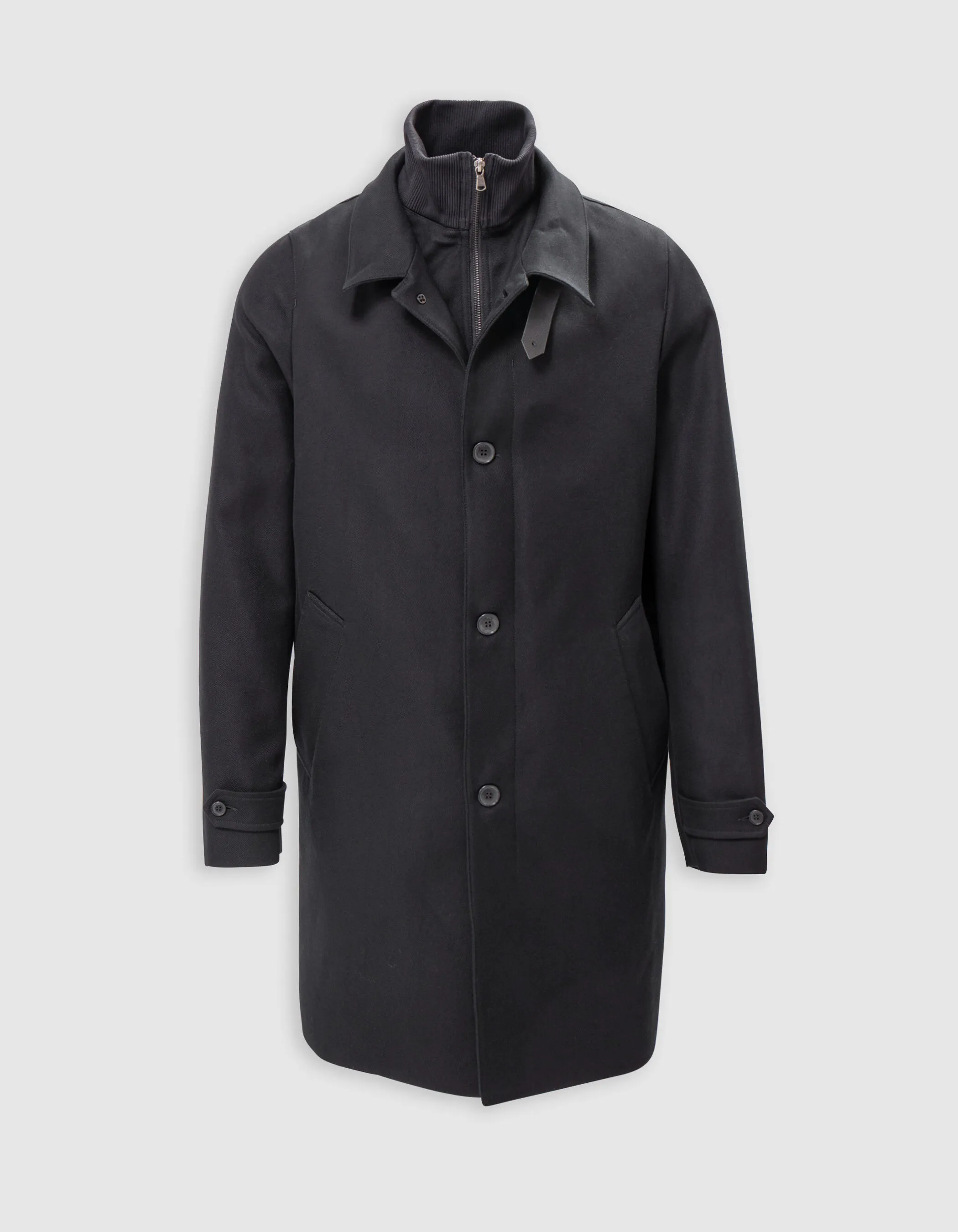 Trench noir avec parementure amovible Homme