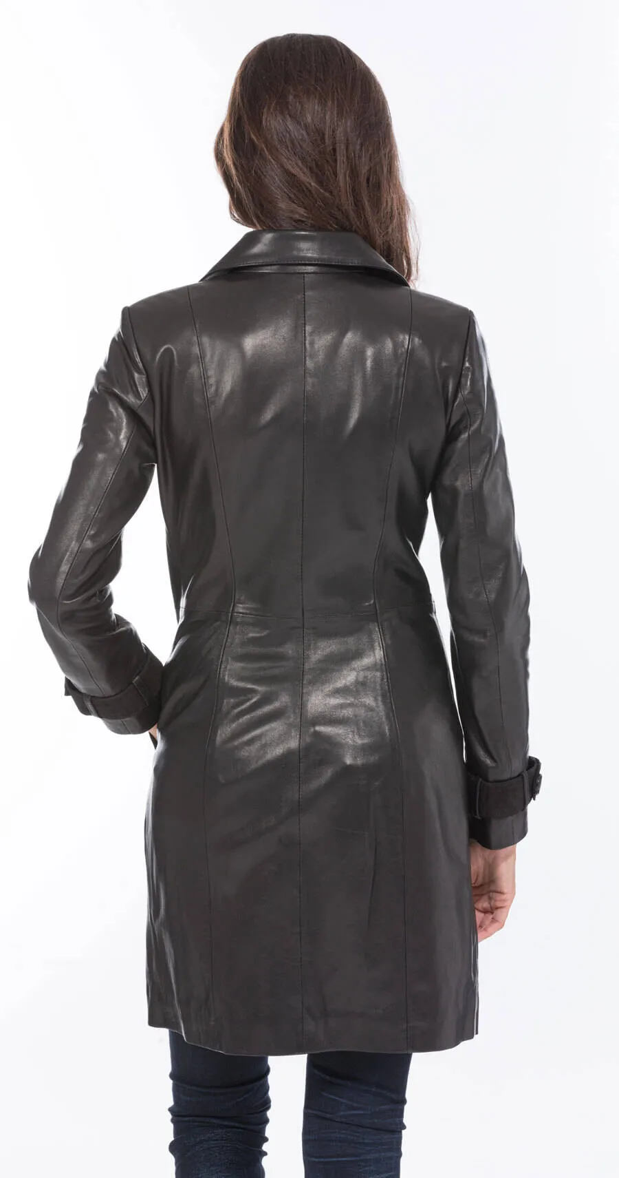 Trois quart cuir femme noir  style trench